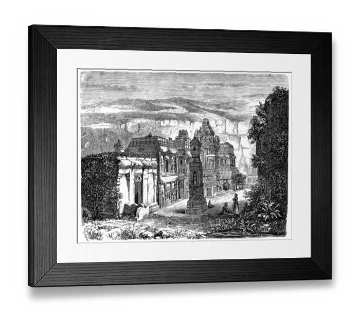 Framed Print : Flora around Hindu temple building Framed Print : Flora around Hindu temple building