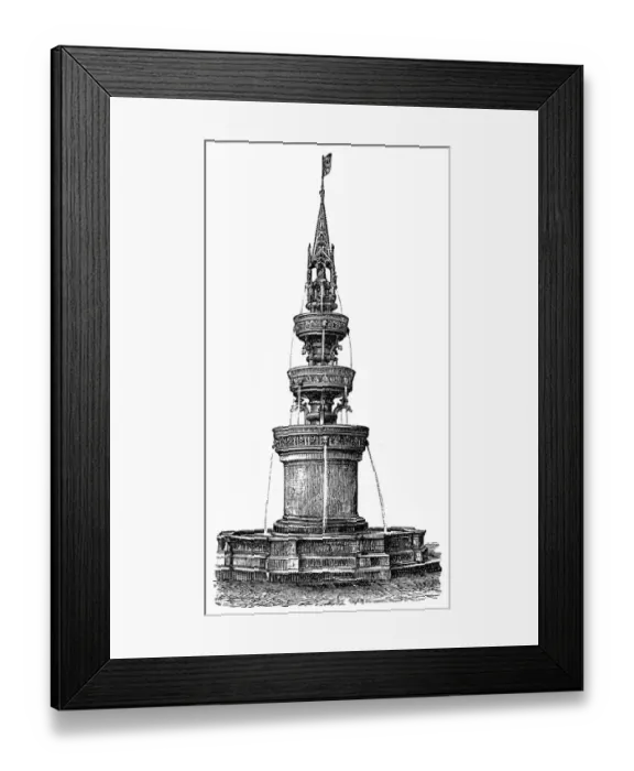 Framed Print : Braunschweig, old town market, fountain