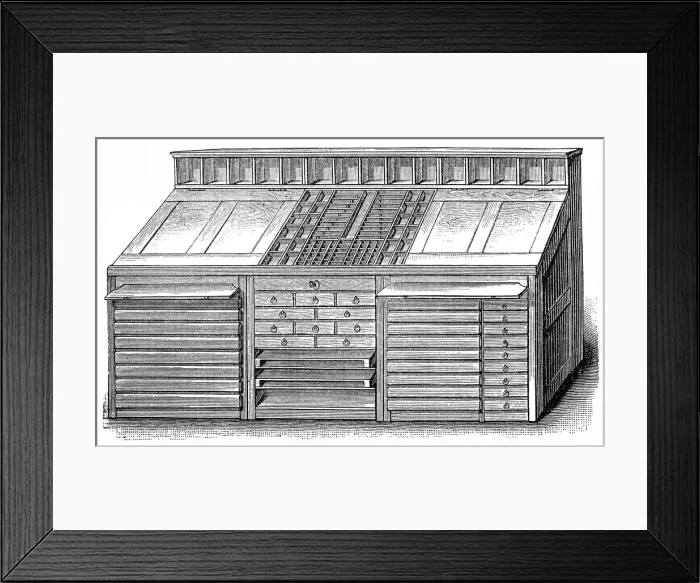 Framed Print : Large Set shelf and font box Framed Print : Large Set shelf and font box