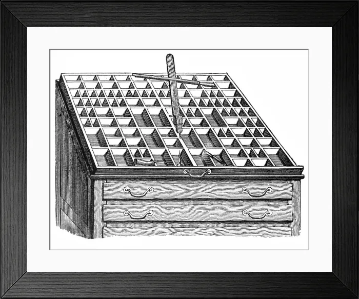 Framed Print : Set shelf and font box Framed Print : Set shelf and font box