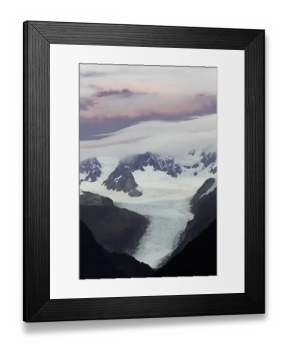 Framed Print : Southern Alps range and glaciers at sunrise, N. Z