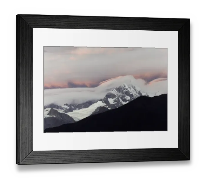 Framed Print : Southern Alps range and glaciers at sunrise, N. Z Framed Print : Southern Alps range and glaciers at sunrise, N. Z