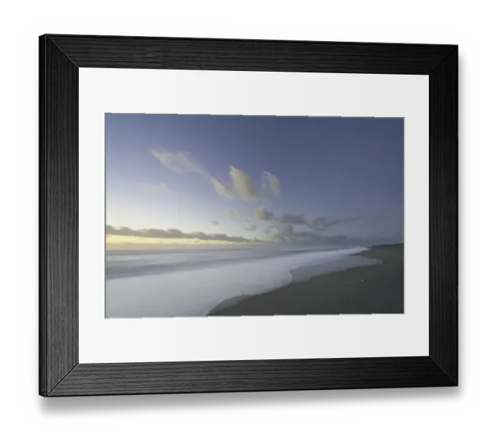 Framed Print : Beach and surf in evening, New Zealand Framed Print : Beach and surf in evening, New Zealand