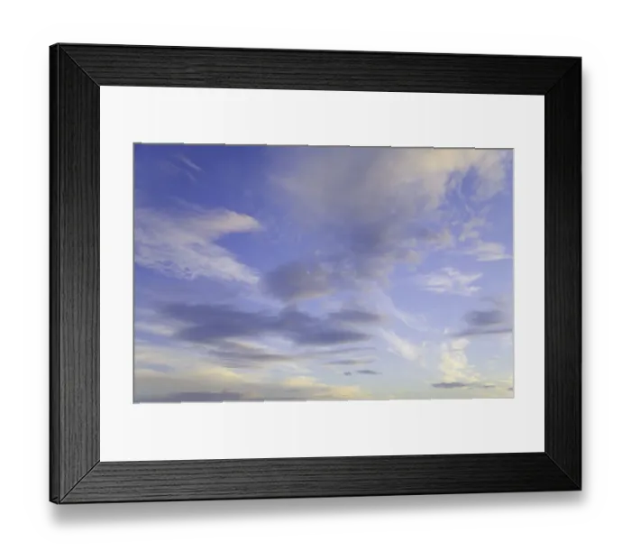Framed Print : Clouds and blue sky, dusk, low angle view