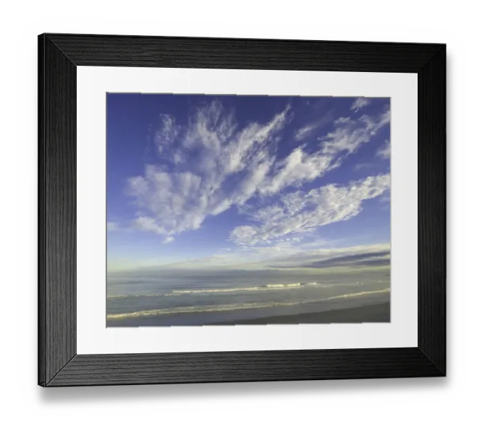 Framed Print : Waves breaking on beach, dusk Framed Print : Waves breaking on beach, dusk