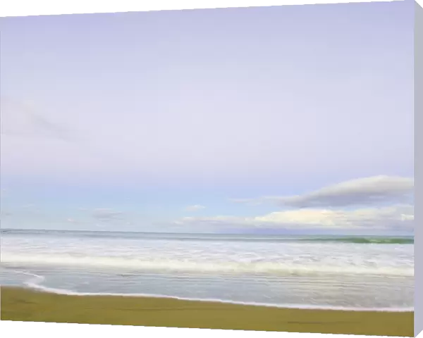 New Zealand, South Island, Otago, Kaka Point, waves breaking on beach