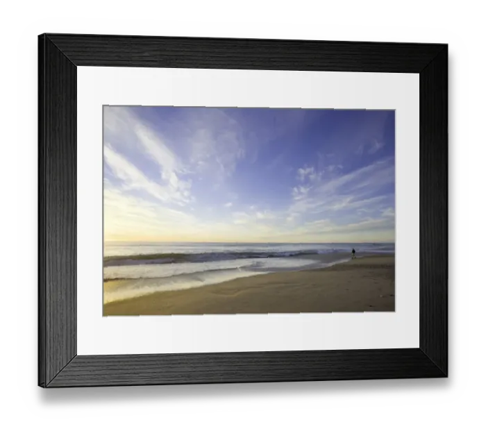 Framed Print : Person walking on beach, dusk Framed Print : Person walking on beach, dusk