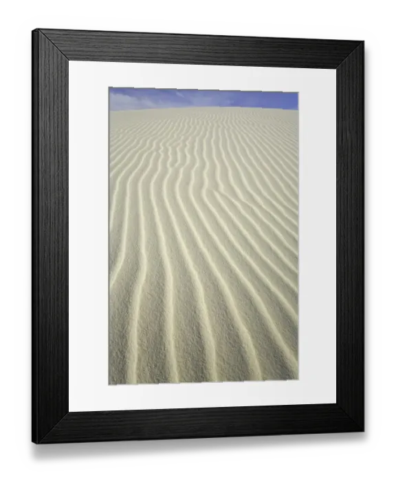 Framed Print : Flowing patterns and shapes created by wind on white gypsum sand dunes Framed Print : Flowing patterns and shapes created by wind on white gypsum sand dunes