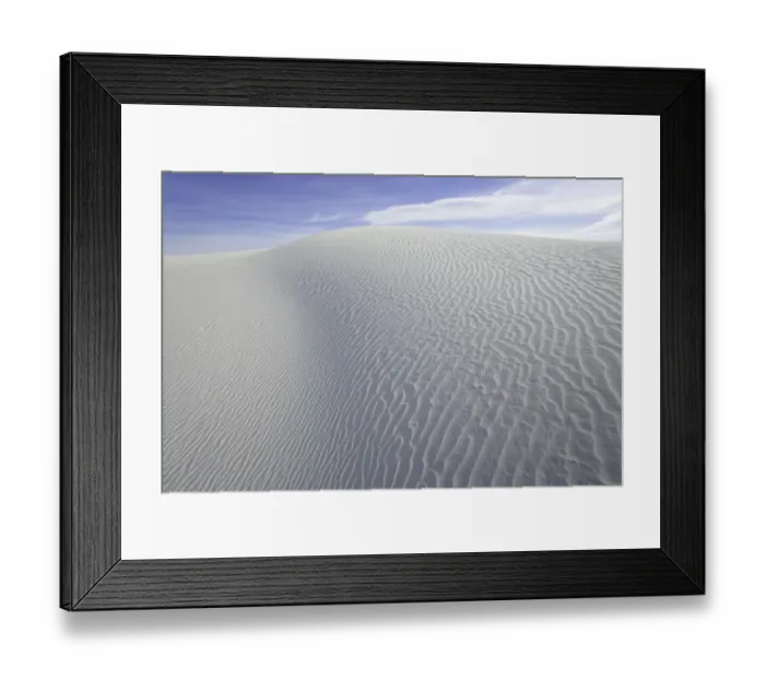 Framed Print : Flowing patterns and shapes created by wind on white gypsum sand dunes