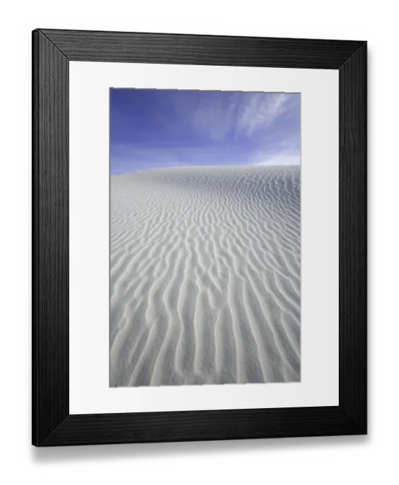 Framed Print : Flowing patterns and shapes created by wind on white gypsum sand dunes Framed Print : Flowing patterns and shapes created by wind on white gypsum sand dunes