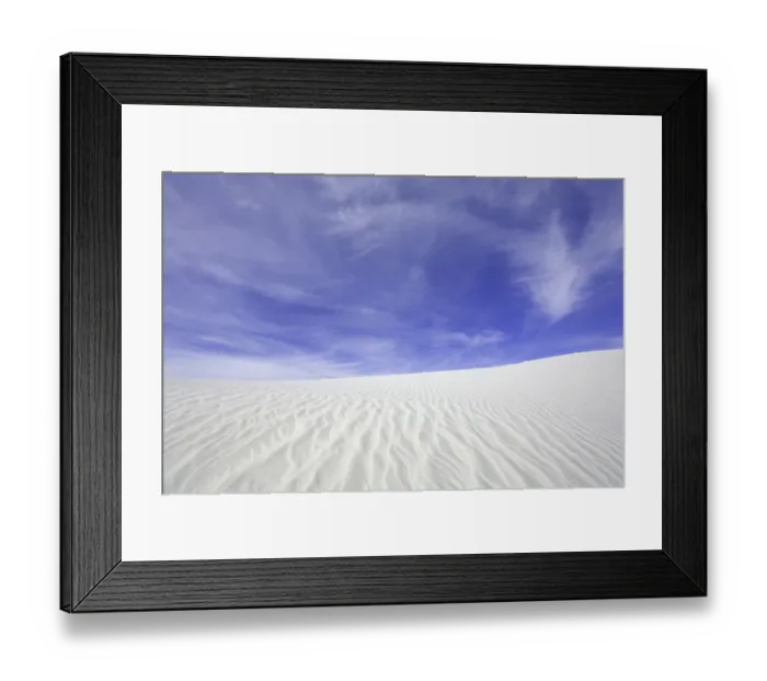 Framed Print : Flowing patterns and shapes created by wind on white gypsum sand dunes Framed Print : Flowing patterns and shapes created by wind on white gypsum sand dunes