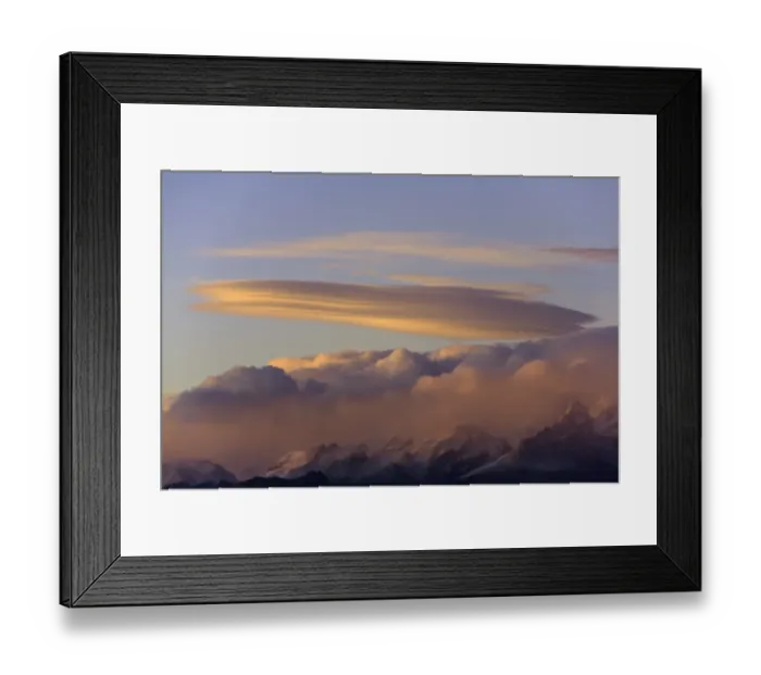 Framed Print : Pink and golden lenticular and cumulus clouds Framed Print : Pink and golden lenticular and cumulus clouds