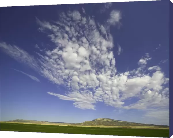 Fantastic clouds over farm fields, fall, Montana