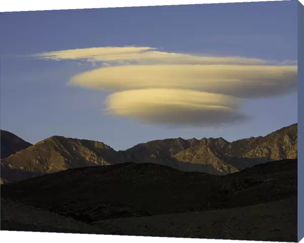 Lenticular clouds above mountains, Death Valley