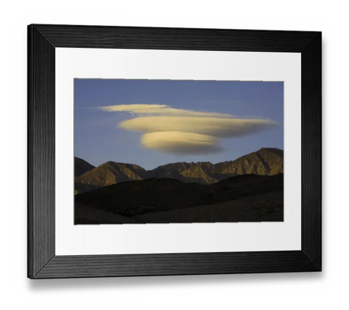 Framed Print : Lenticular clouds above mountains, Death Valley Framed Print : Lenticular clouds above mountains, Death Valley