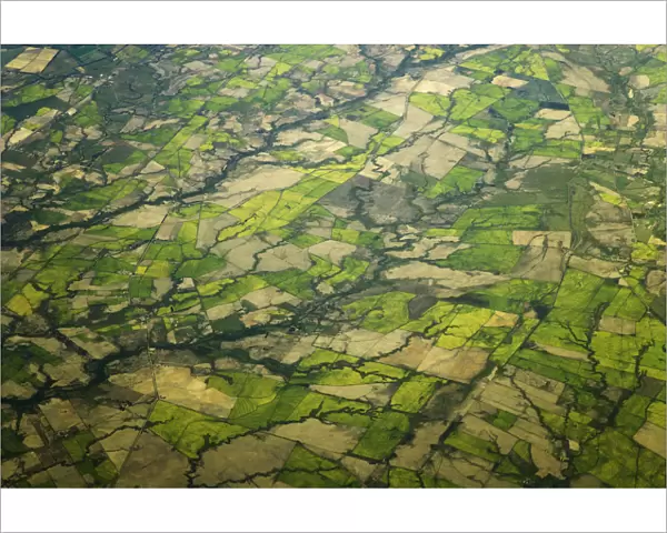 Aerial of farm fields, south of Santiago, Chile