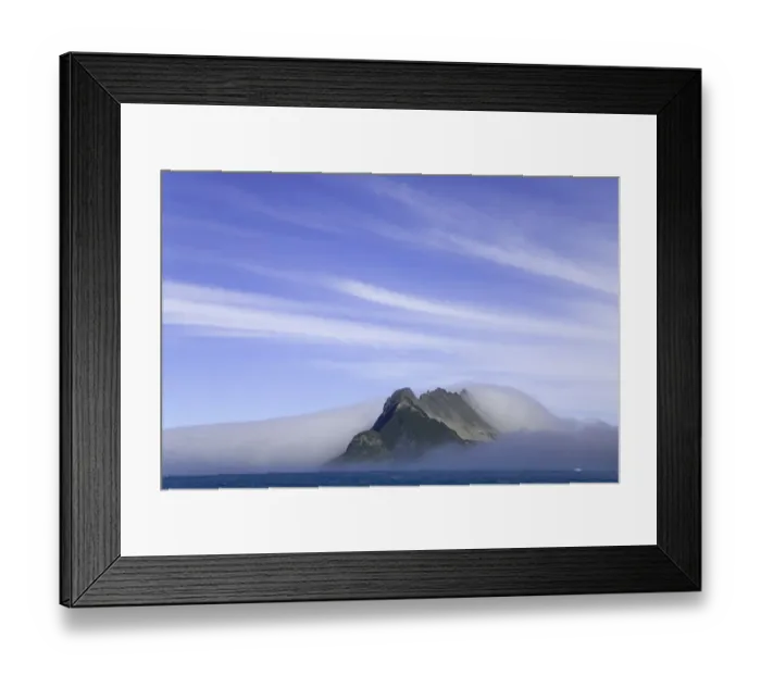 Framed Print : Cirrus, clouds, stretching, island, rocky, steep, small, blue sky, fall, landscape Framed Print : Cirrus, clouds, stretching, island, rocky, steep, small, blue sky, fall, landscape