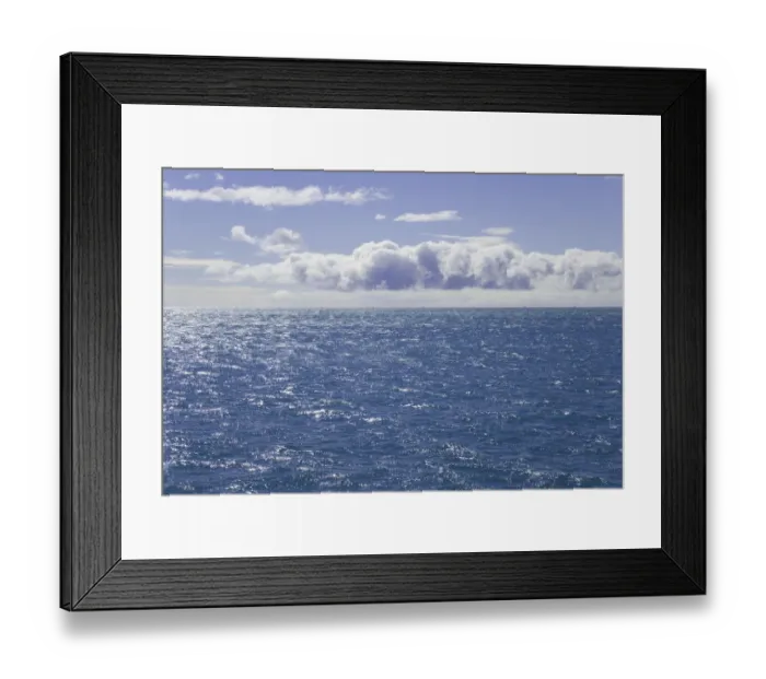 Framed Print : South Georgia, cumulus clouds over seascape, autumn Framed Print : South Georgia, cumulus clouds over seascape, autumn
