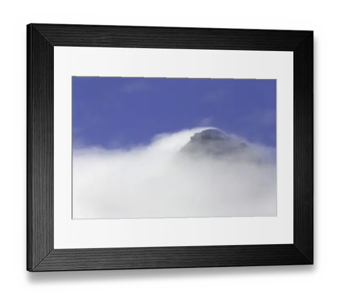 Framed Print : South Georgia, mountain peak enshrouded in fog, autumn morning Framed Print : South Georgia, mountain peak enshrouded in fog, autumn morning