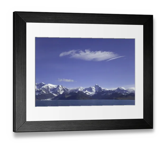 Framed Print : South Georgia, Cumberland Bay, coastal mountains and sea, autumn Framed Print : South Georgia, Cumberland Bay, coastal mountains and sea, autumn