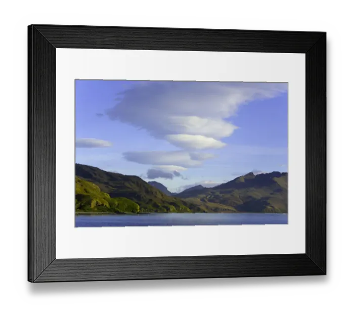 Framed Print : South Georgia, Cumberland Bay, lenticular clouds, autumn evening Framed Print : South Georgia, Cumberland Bay, lenticular clouds, autumn evening