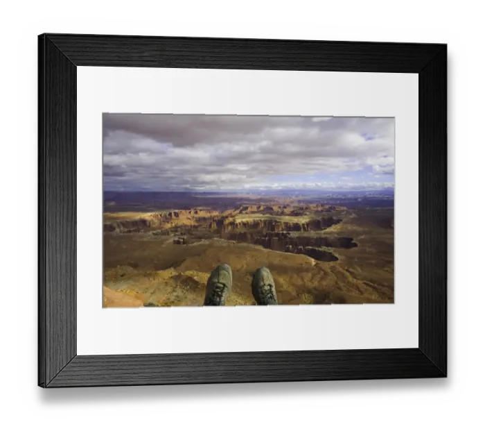 Framed Print : USA, Utah, Canyonlands National Park, hiker above canyon, low section