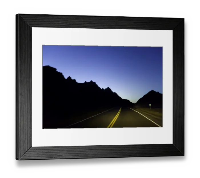 Framed Print : Road through sandstone buttes, night (blurred motion)
