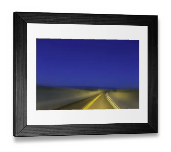 Framed Print : USA, New Mexico, White Sands National Monument, road in dunes, night