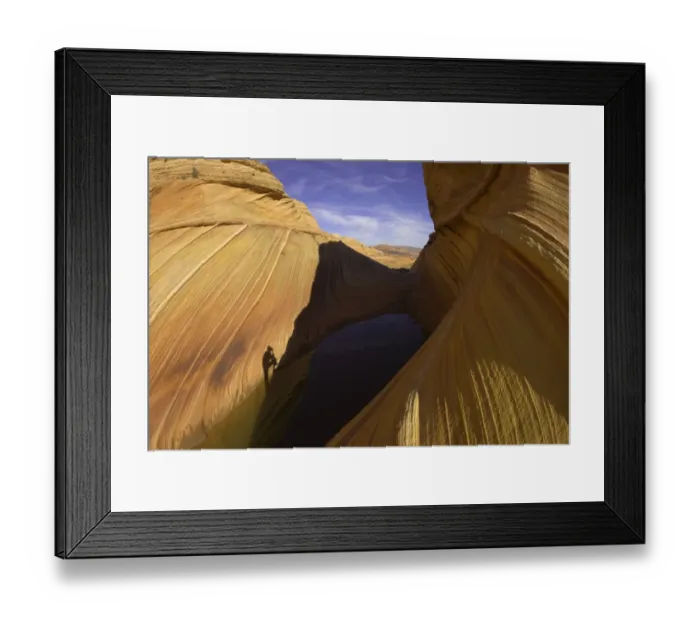 Framed Print : Shadow of man photographing scenic sandstone Framed Print : Shadow of man photographing scenic sandstone