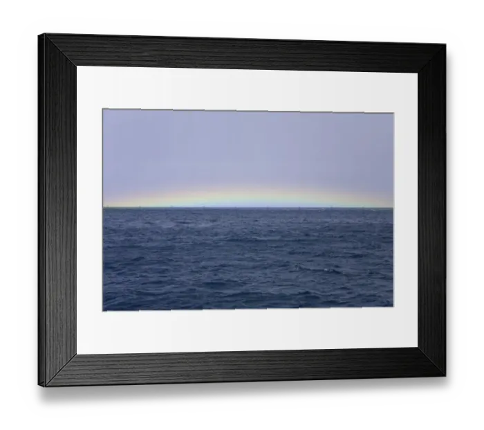 Framed Print : South Georgia, rainbow over calm sea, autumn Framed Print : South Georgia, rainbow over calm sea, autumn