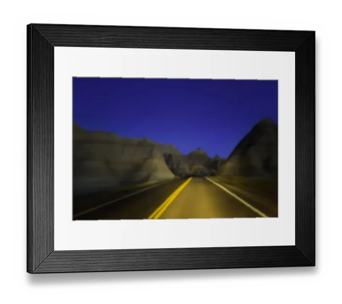 Framed Print : Road through sandstone buttes, night (defocused) Framed Print : Road through sandstone buttes, night (defocused)
