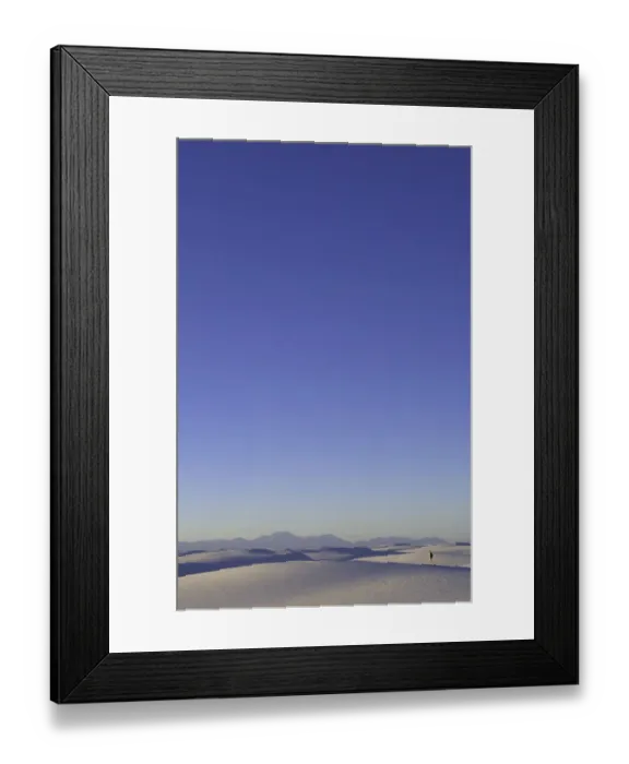 Framed Print : USA, New Mexico, White Sands National Monument, hiker on dunes, sunset Framed Print : USA, New Mexico, White Sands National Monument, hiker on dunes, sunset