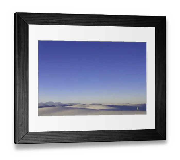 Framed Print : USA, New Mexico, White Sands National Monument, hiker on dunes, sunset Framed Print : USA, New Mexico, White Sands National Monument, hiker on dunes, sunset