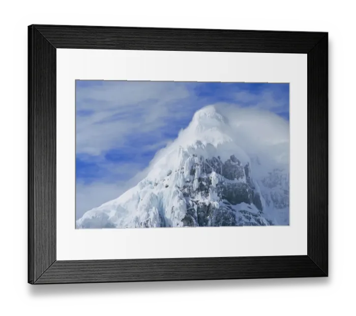 Framed Print : Antarctica, Palmer Peninsula, peak shrouded in mist near Port Lockroy
