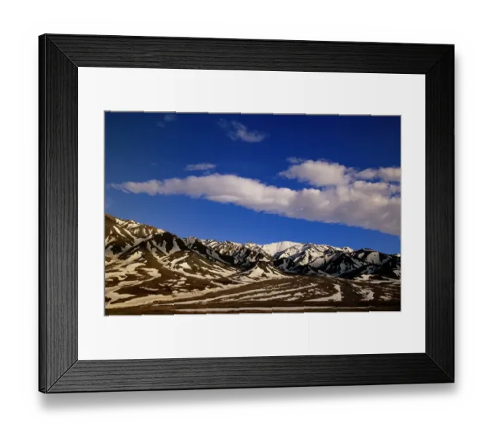 Framed Print : Alaska, Denali National park, cumulous clouds, Alaska Range in spring snow