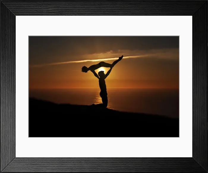 Framed Print : Equilibrium man and woman silhouette Framed Print : Equilibrium man and woman silhouette