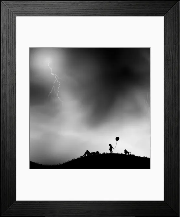 Framed Print : Family relaxing watching a storm Framed Print : Family relaxing watching a storm