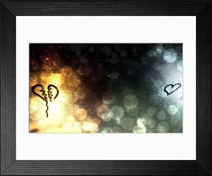 Framed Print : Love, broken heart melting in ice Framed Print : Love, broken heart melting in ice