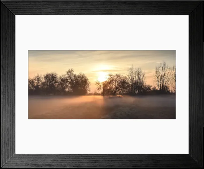 Framed Print : Beautiful field covered by morning mist Framed Print : Beautiful field covered by morning mist