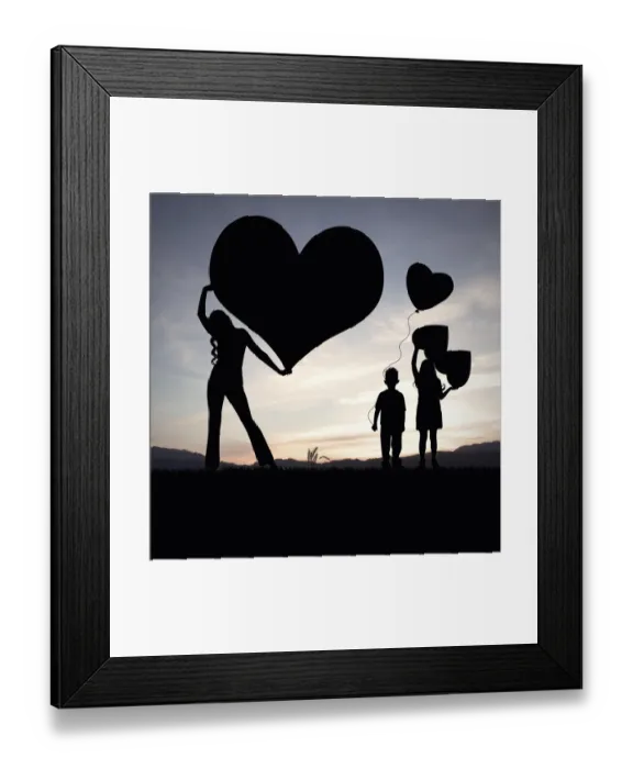 Framed Print : Family love holding hearts