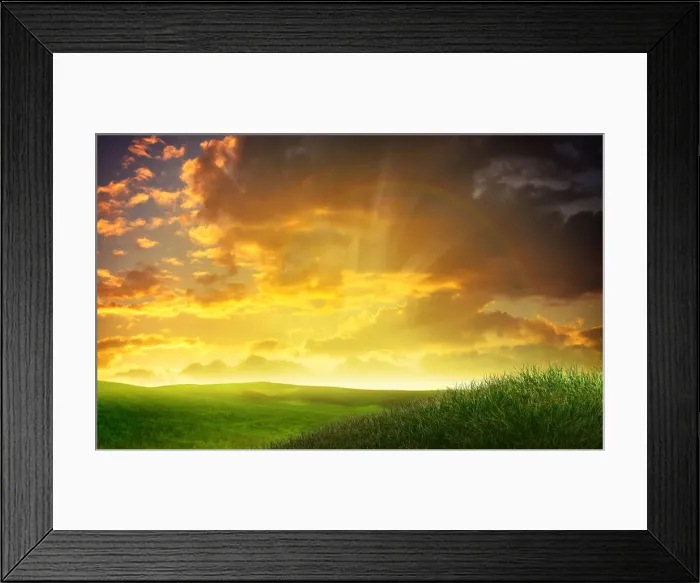 Framed Print : Perfect landscape with rainbow Framed Print : Perfect landscape with rainbow
