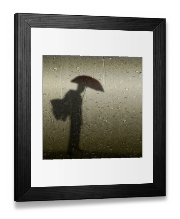 Framed Print : Artistic silhouette person with umbrella Framed Print : Artistic silhouette person with umbrella