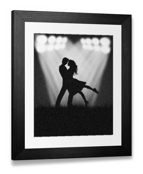 Framed Print : Romantic couple in the rain