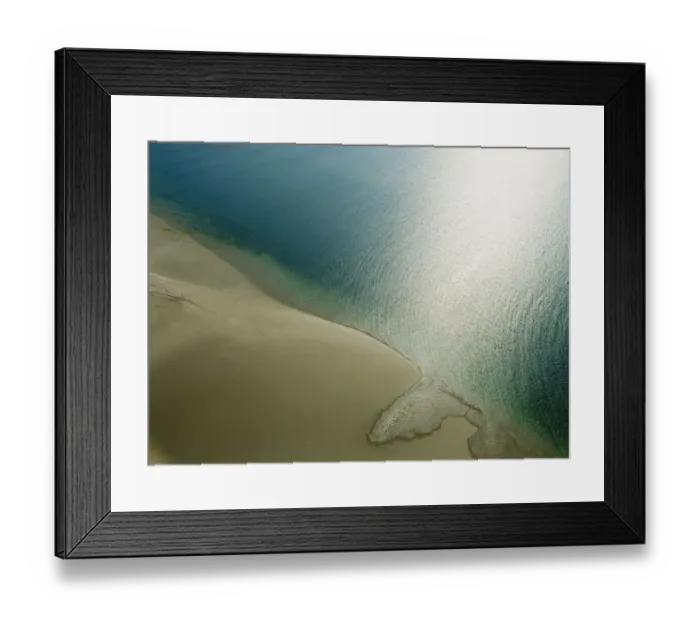 Framed Print : Empty beach and calm sea, aerial view Framed Print : Empty beach and calm sea, aerial view