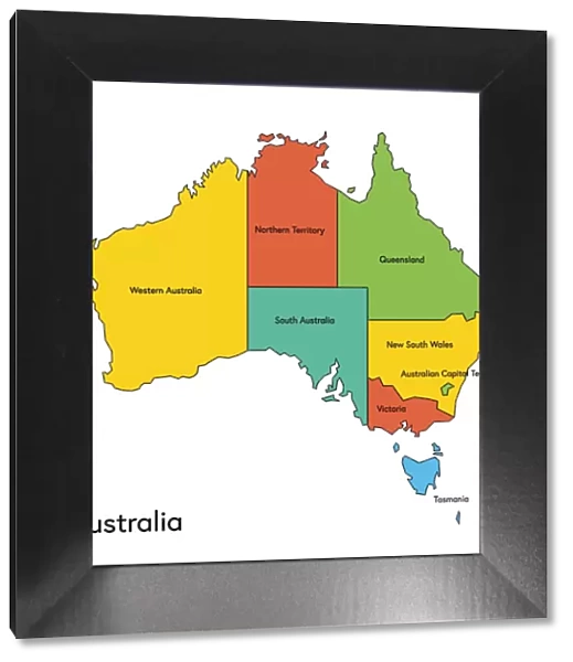 australia, map, country - geographic area, local landmark, color image, vector, illustration