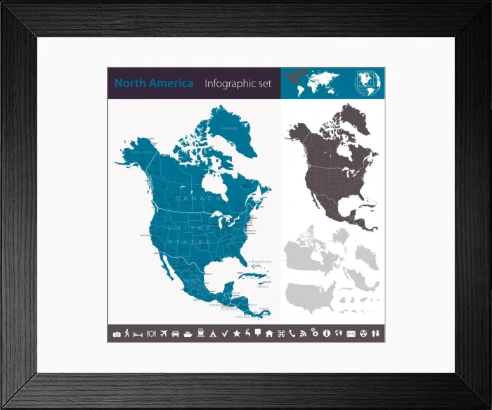 Framed Print : North America - Infographic map - illustration