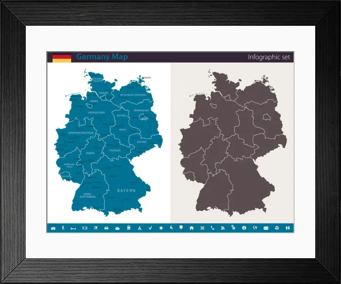 Framed Print : Germany Map - Infographic Set Framed Print : Germany Map - Infographic Set