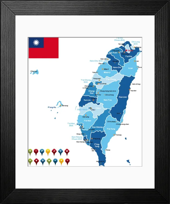 Framed Print : Taiwan Map Framed Print : Taiwan Map