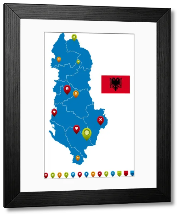 Framed Print : Albania Map Framed Print : Albania Map