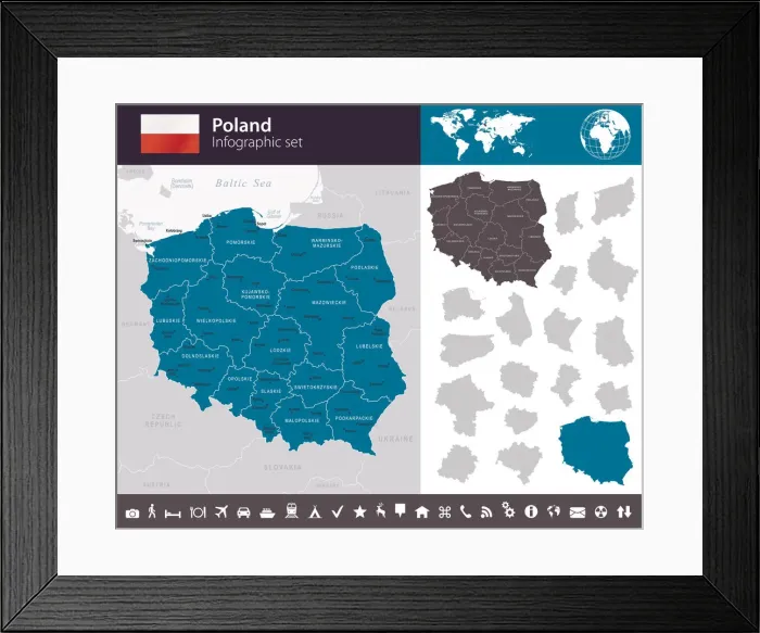 Framed Print : Poland - Infographic map - illustration Framed Print : Poland - Infographic map - illustration